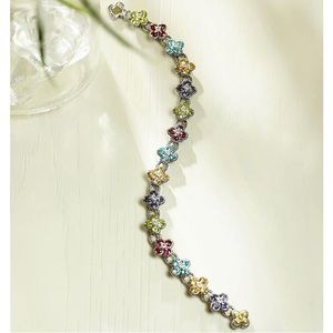 QVC Barbara Bixby Sterling & 18K Gold  7.30 cttw Gemstone Flower 7” Bracelet